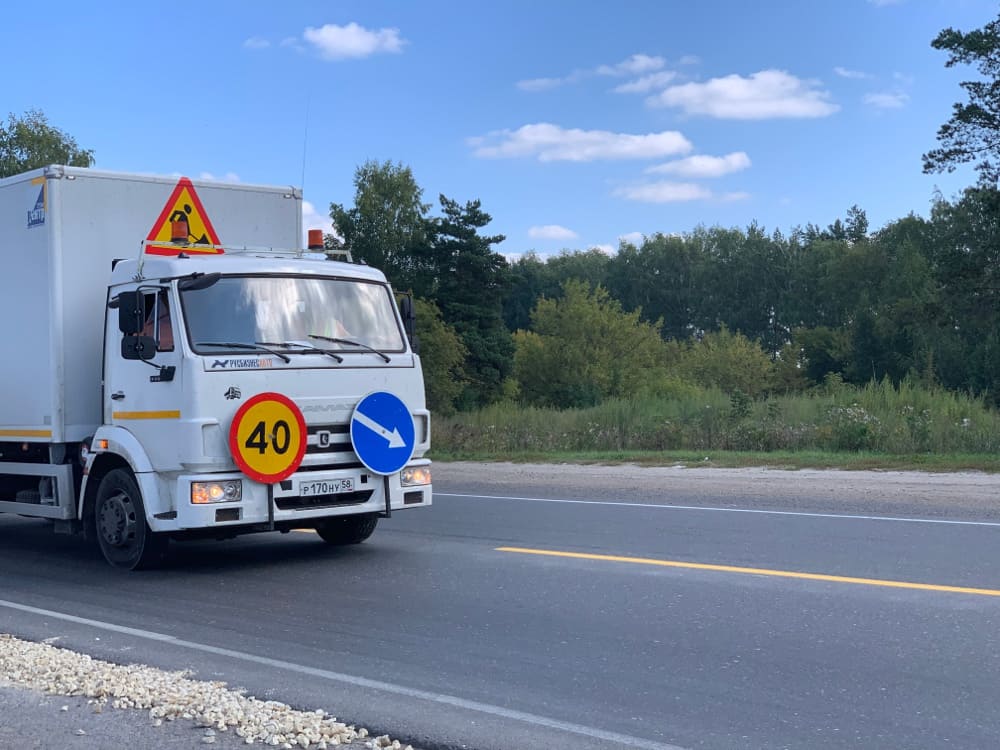 Желтая осевая разметка наносится на трассы Нижегородской области