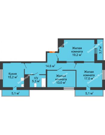 3 комнатная квартира 98,2 м² - ЖК Космолет