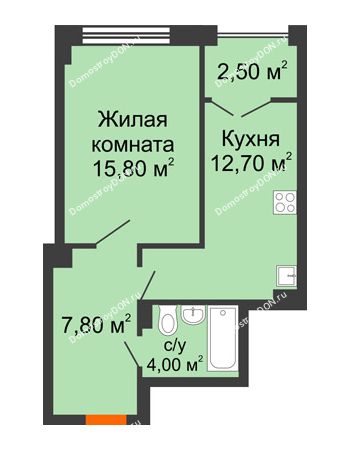1 комнатная квартира 43,2 м² - ЖК Гагарин