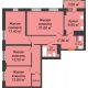 4 комнатная квартира 102,5 м² в ЖК На Высоте, дом 2 этап - планировка