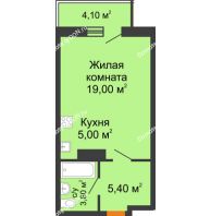 Студия 34,43 м² в ЖК Сокол на Оганова, дом Литер 2 - планировка