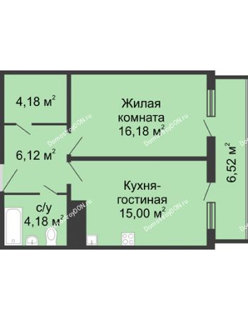 1 комнатная квартира 48,92 м² в ЖК 5 Элемент (Пятый Элемент), дом Корпус 5-17.1
