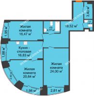 3 комнатная квартира 113,14 м², Клубный дом на Ярославской - планировка