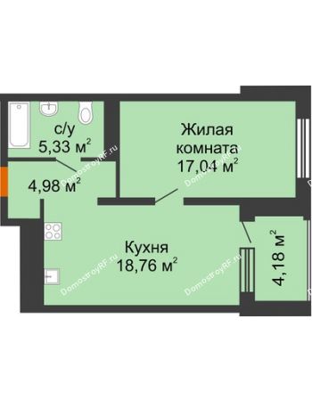 1 комнатная квартира 50,29 м² - ЖК Пешков