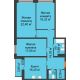 3 комнатная квартира 100,03 м² в ЖК Бунин, дом 1 этап, секции 11,12,13,14 - планировка