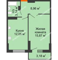 1 комнатная квартира 41,62 м², ЖК Орбита - планировка