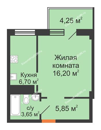 1 комнатная квартира 36,65 м² - ЖК Вершина