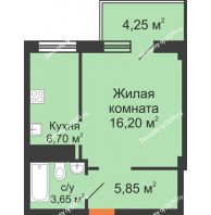 1 комнатная квартира 36,65 м², ЖК Вершина - планировка