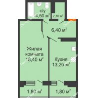 1 комнатная квартира 47,9 м² в ЖК Вересаево, дом Литер 16/1 - планировка