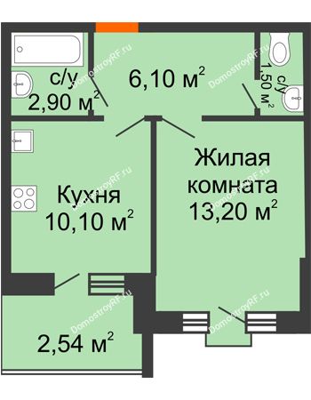 1 комнатная квартира 39 м² в ЖК Трамвай желаний, дом 5 этап (секция 9-10)