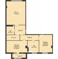 2 комнатная квартира 127,45 м², ЖК ROLE CLEF - планировка