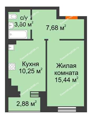 1 комнатная квартира 38,61 м² в Микрорайон Прибрежный, дом № 6