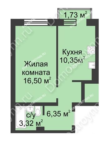 1 комнатная квартира 37,04 м² в ЖК Солнечный, дом № 161 А/1