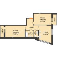 2 комнатная квартира 63,7 м², ЖК Сограт - планировка