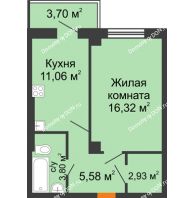 1 комнатная квартира 40,8 м² в ЖК Сокол на Оганова, дом Литер 1 - планировка