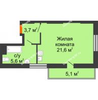 Студия 36 м², ЖК Космолет - планировка