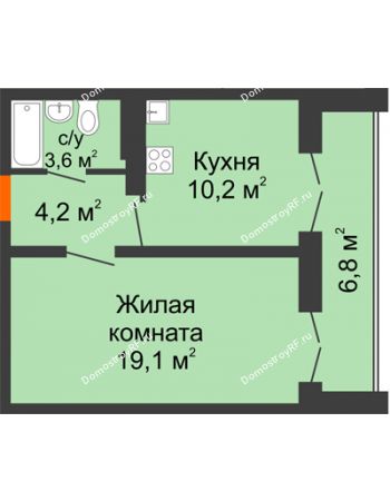 1 комнатная квартира 41 м² в ЖК Задонье, дом Позиция 2