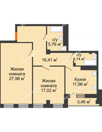 2 комнатная квартира 86,73 м² - ЖК 311