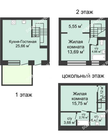 3 комнатная квартира 90 м² в КП Прага, дом № 6 (от 90 до 113 м2)
