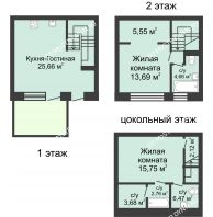 3 комнатный таунхаус 90 м² в КП Прага, дом № 6 (от 90 до 113 м2) - планировка
