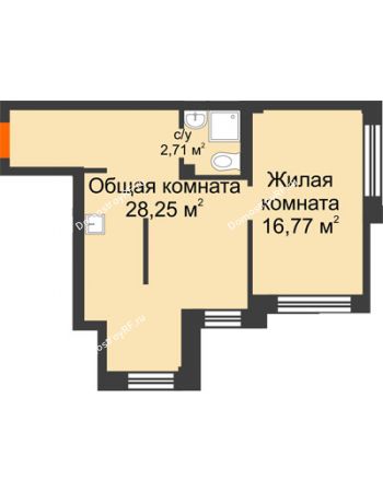 2 комнатная квартира 48,4 м² в Микрорайон Новая жизнь, дом позиция 19